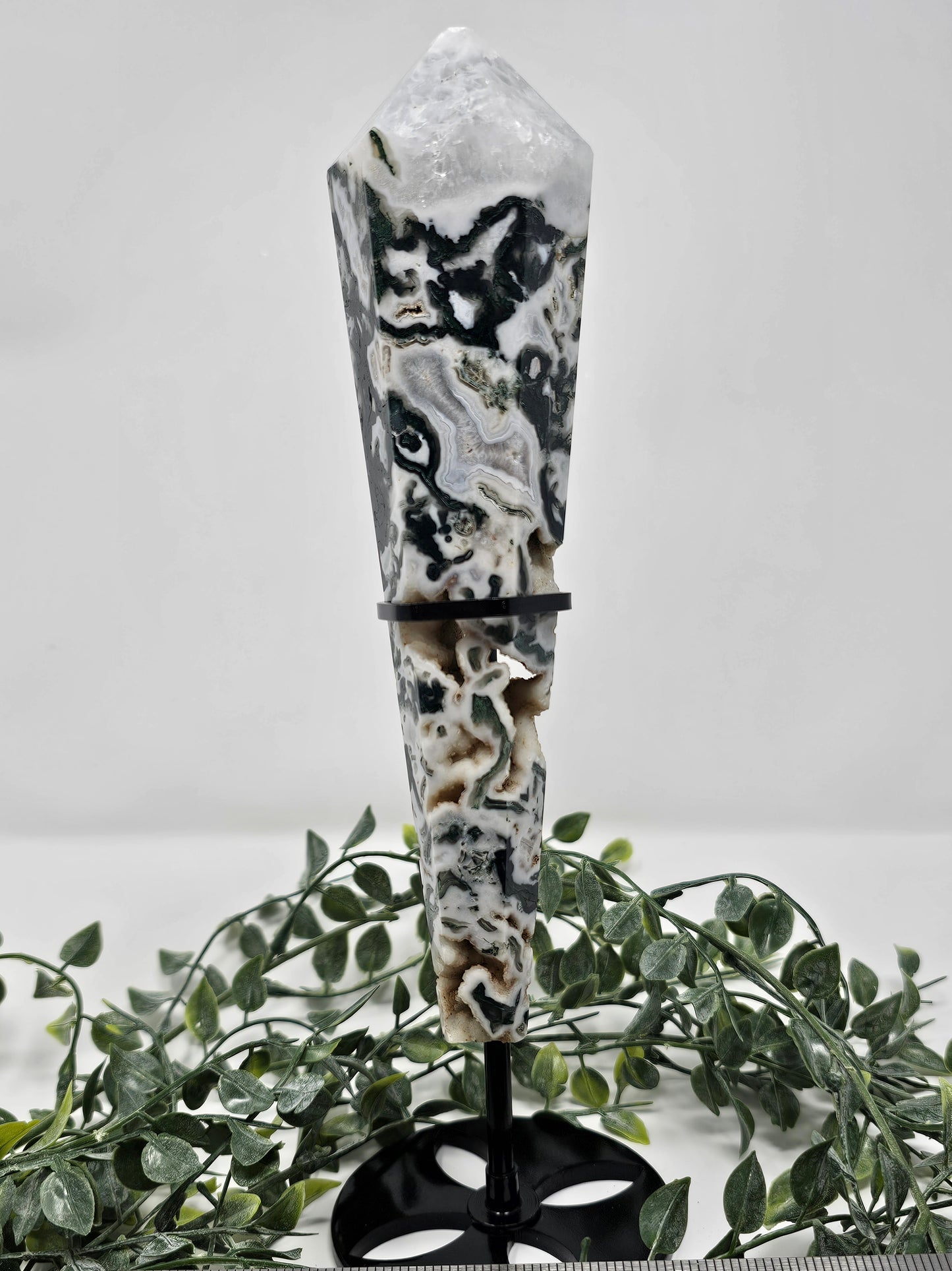 Druzy Moss Agate Wand