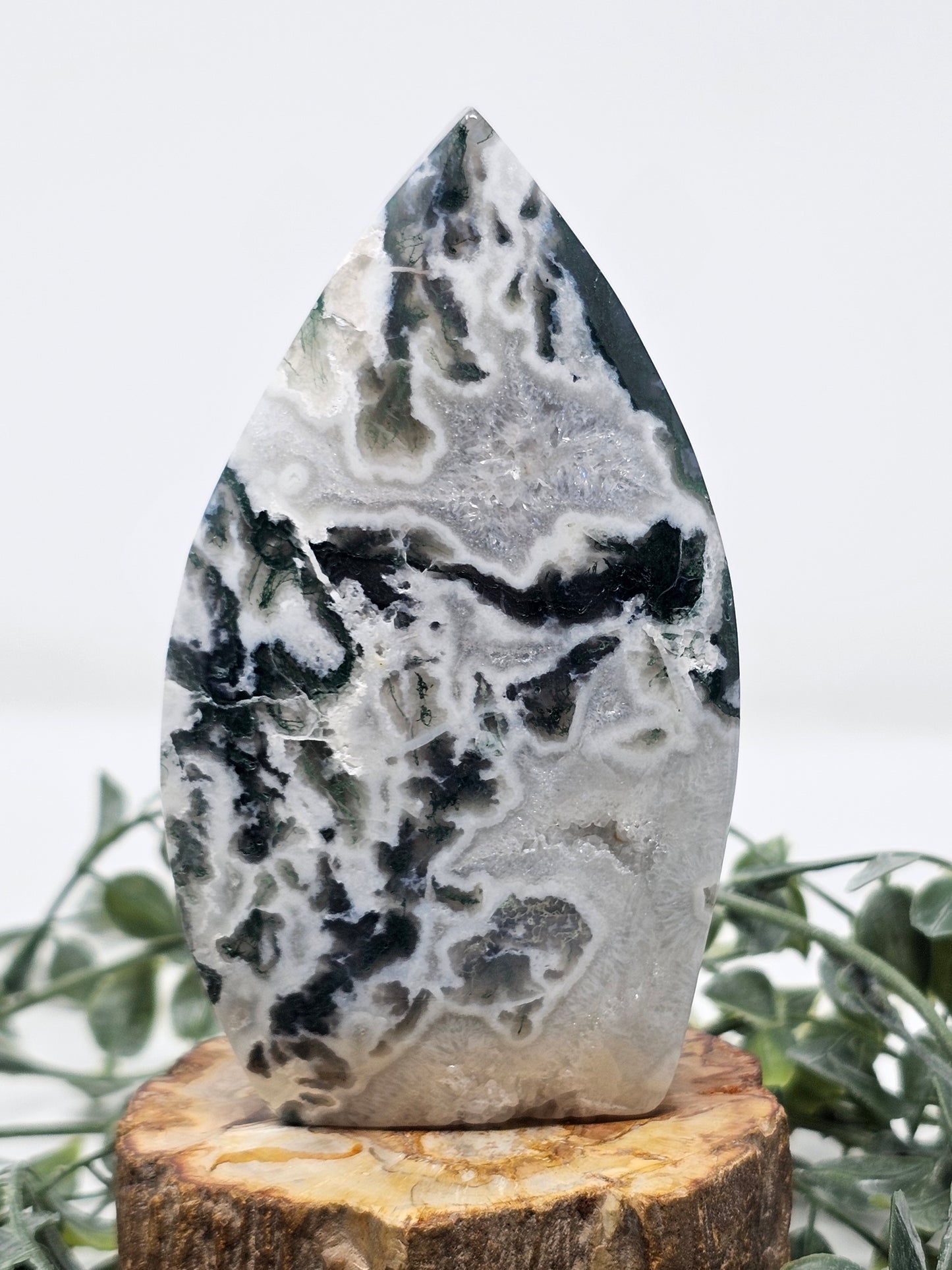 Moss Agate Druzy Teardrop