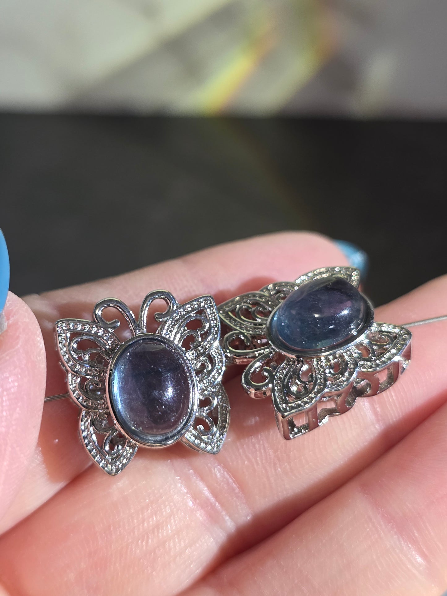 Natural Crystal Metal Charms for Jewelry Making