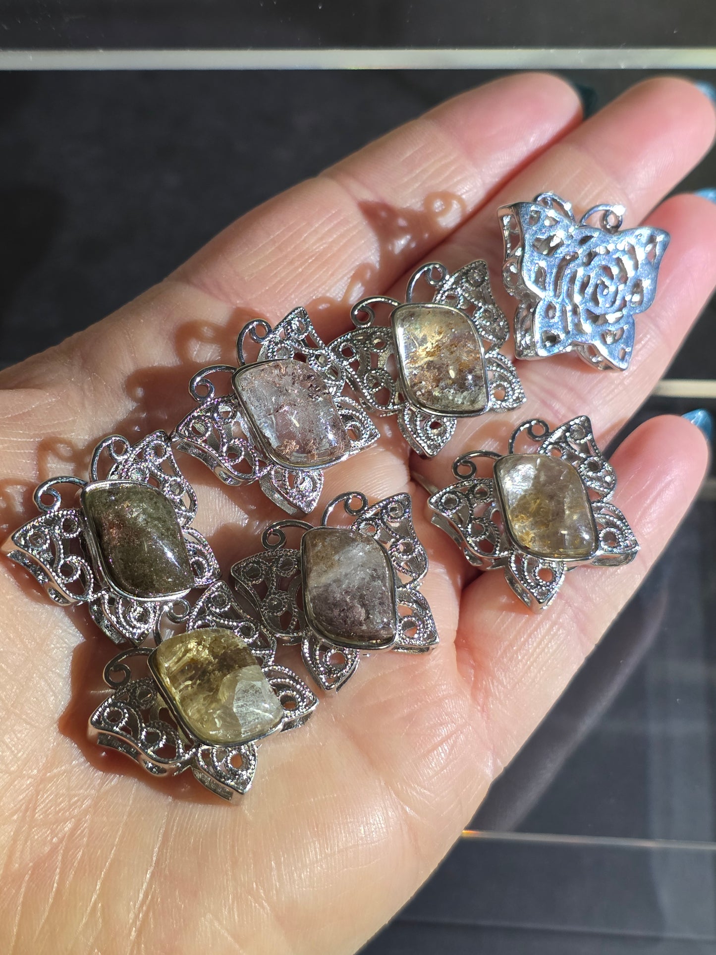 Natural Crystal Metal Charms for Jewelry Making