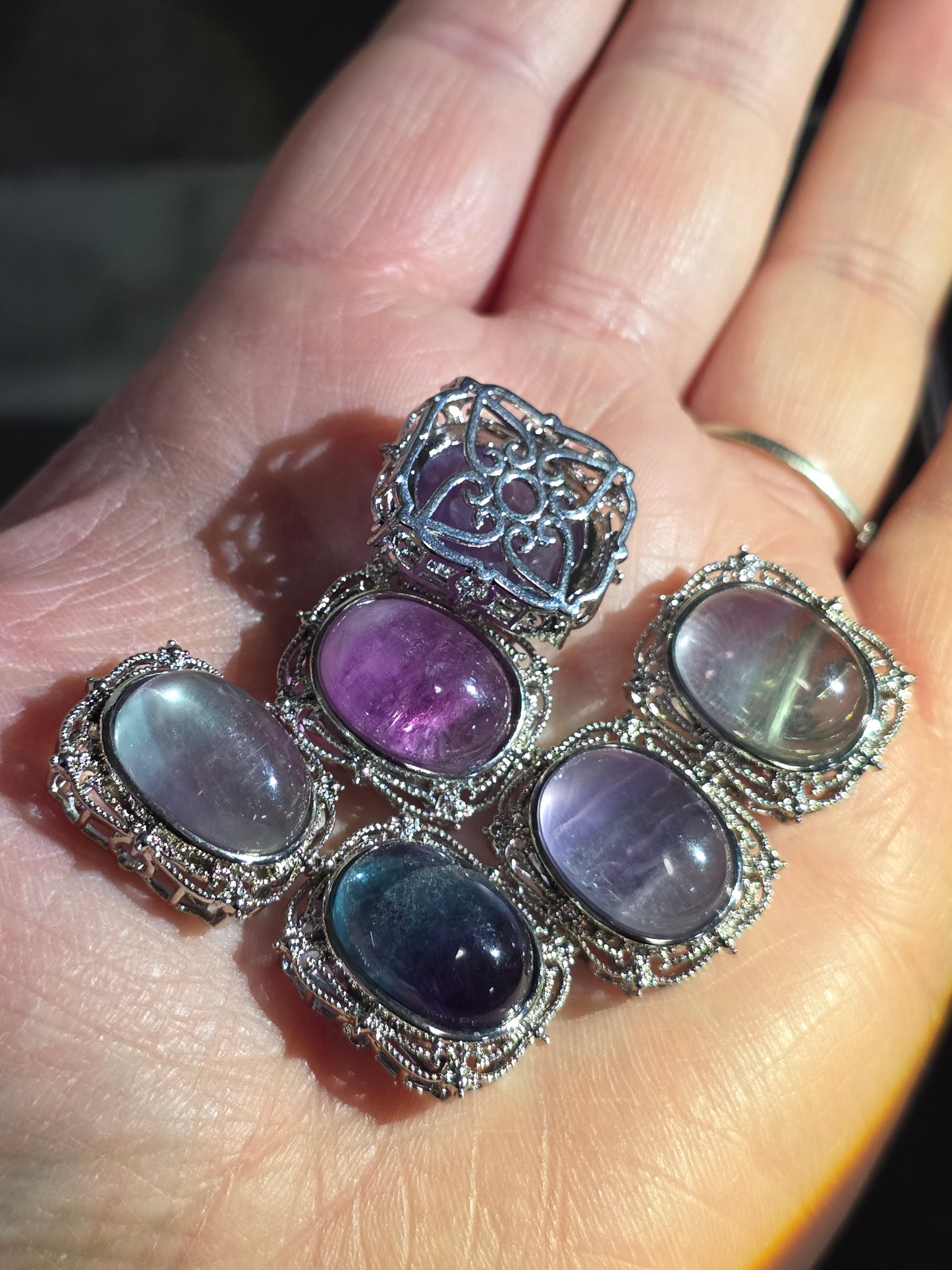 Natural Crystal Metal Charms for Jewelry Making